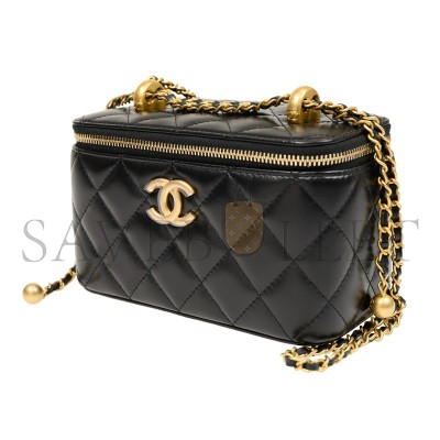 CHANEL MASTER COW LEATHER MAKEUP BAG BOX BAG CROSSBODY BAG SHOULDER BAG WOMEN'S BLACK AP3651 (16*10*8cm)